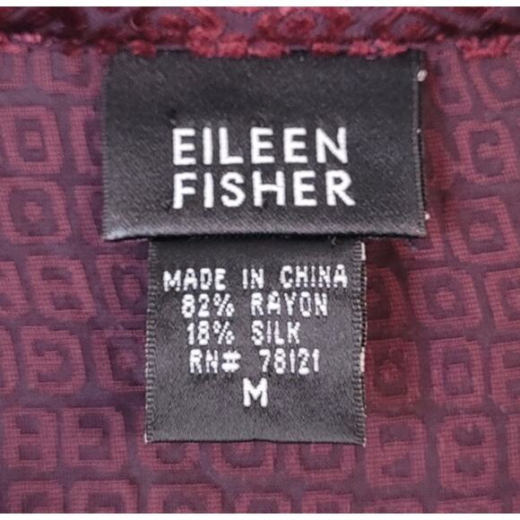 Eileen Fisher Luxury Burgundy Silk Blend Velvet Burnout Layering Cardigan M - Picture 5 of 8